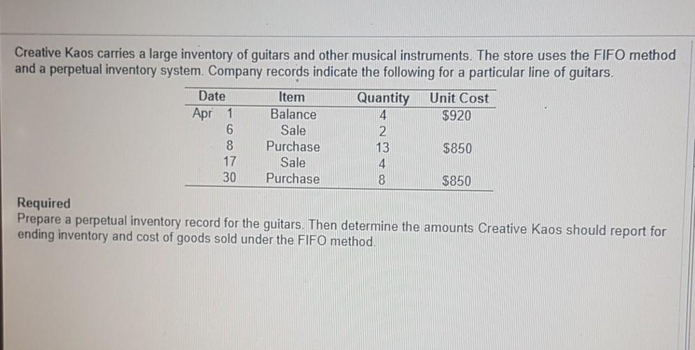 Solved Creative Kaos carries a large inventory of guitars