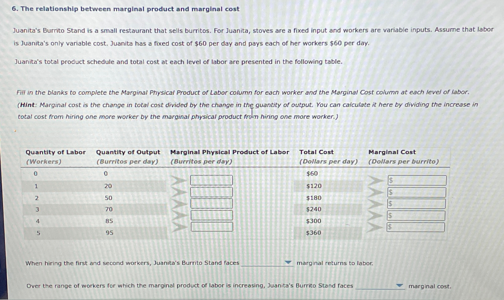 The relationship between marginal product and | Chegg.com