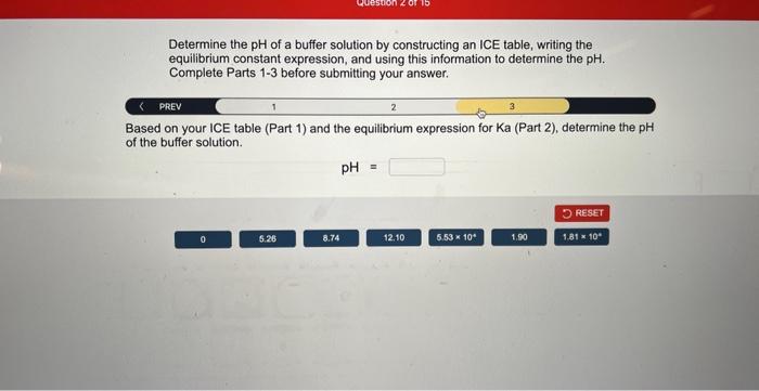 Solved Determine the pH of a buffer solution by constructing | Chegg.com