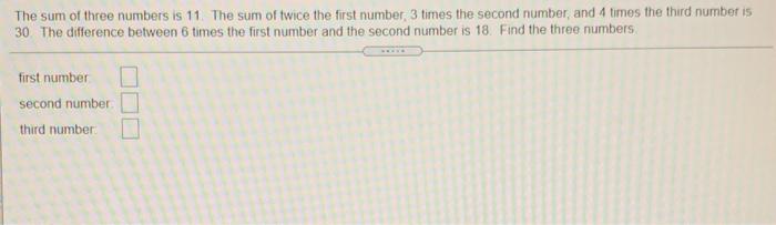 the sum of three times a number x and 11
