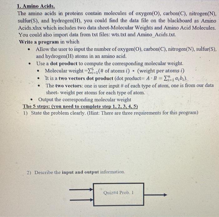 Solved 1. Amino Acids. The amino acids in proteins contain | Chegg.com