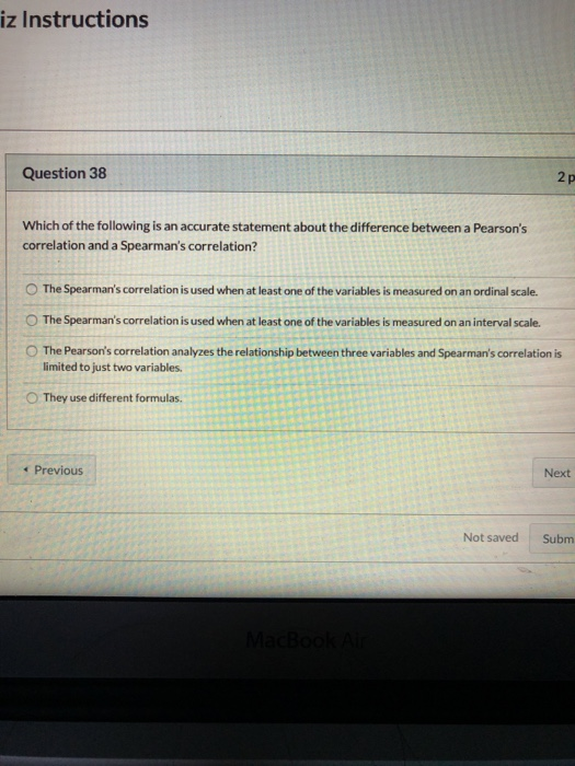 Solved iz Instructions Question 38 2p Which of the following | Chegg.com