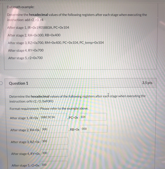 All the following datapath and control unit questions