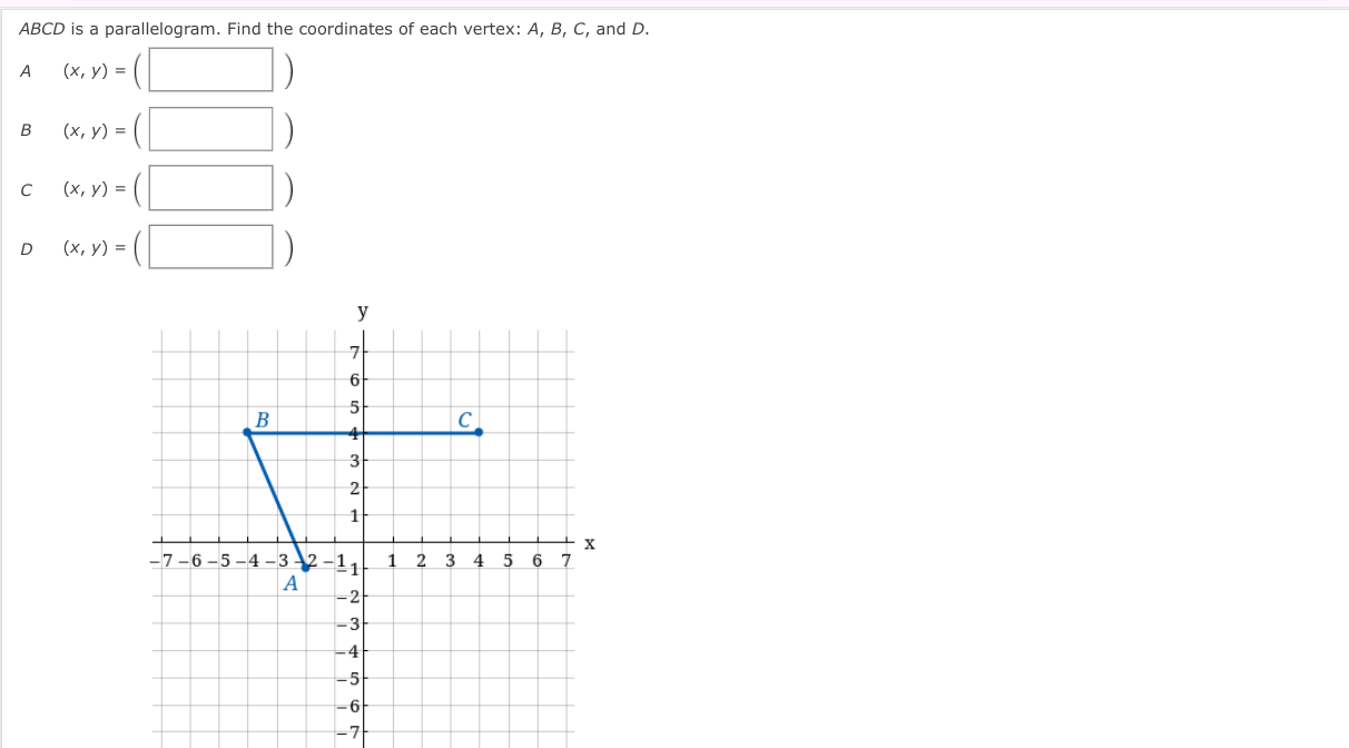 Solved ABCD is a parallelogram. Find the coordinates of each | Chegg.com