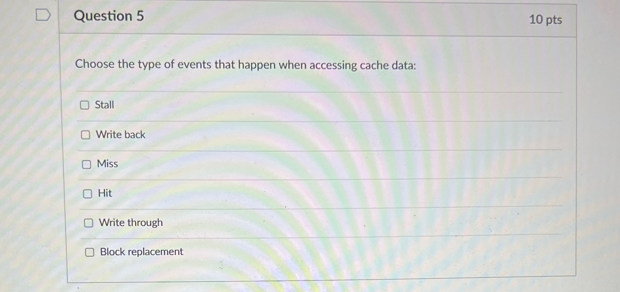 Solved Question 510 ﻿ptsChoose the type of events that | Chegg.com