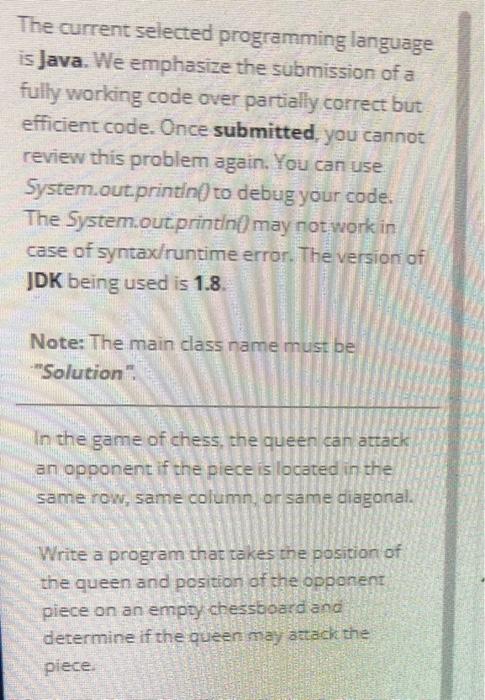 Solved The current selected programming language is Java. We | Chegg.com