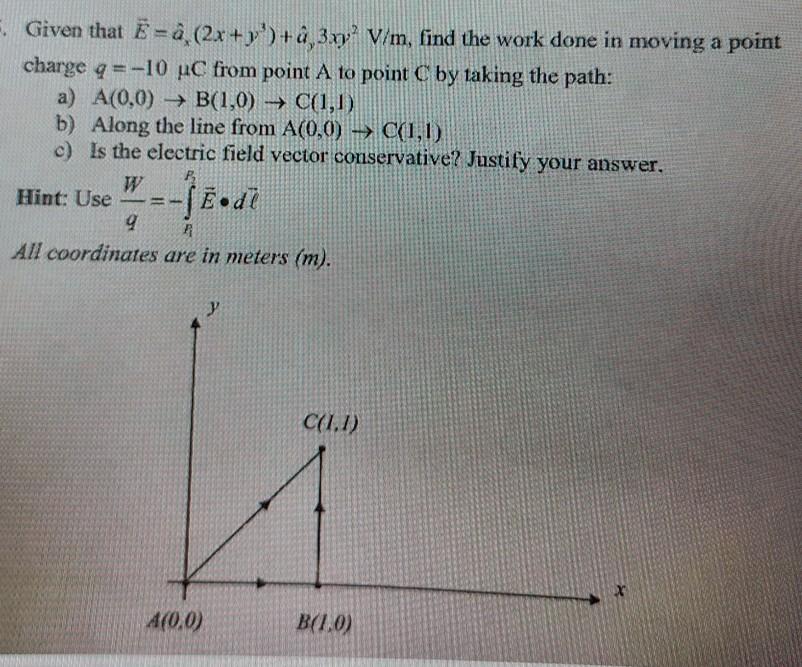 Given That E 2x Y A 3 Xy V M Find The Work Chegg Com