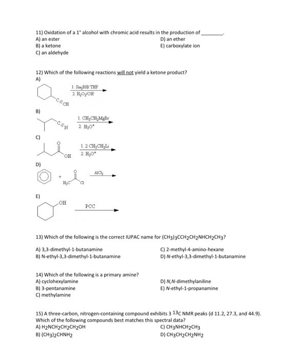 Solved 11) Oxidation of a 1 alcohol with chromic acid | Chegg.com