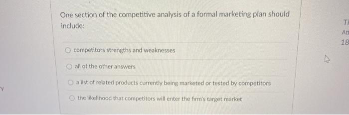 Solved One Section Of The Competitive Analysis Of A Formal | Chegg.com