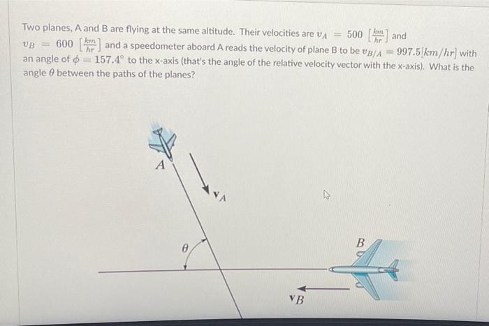 Solved Hr Up = Two Planes, A And B Are Flying At The Same | Chegg.com