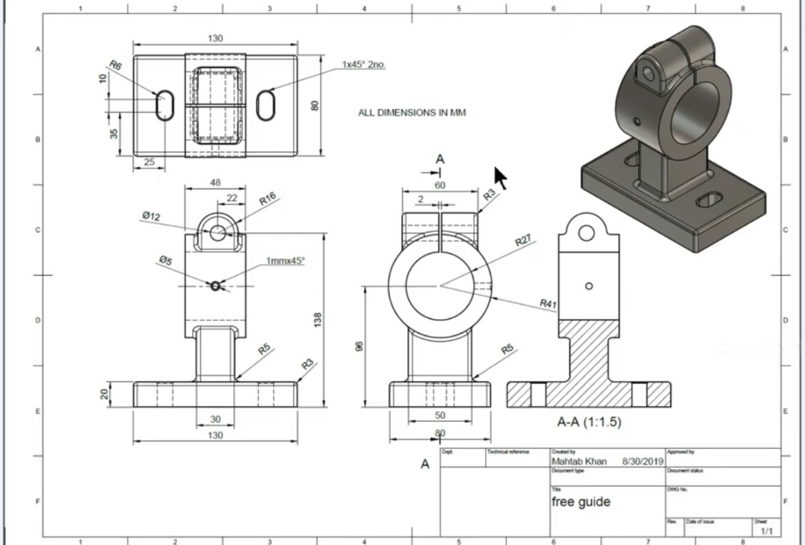 Solved Draw front,left and top view for engineering graphics | Chegg.com