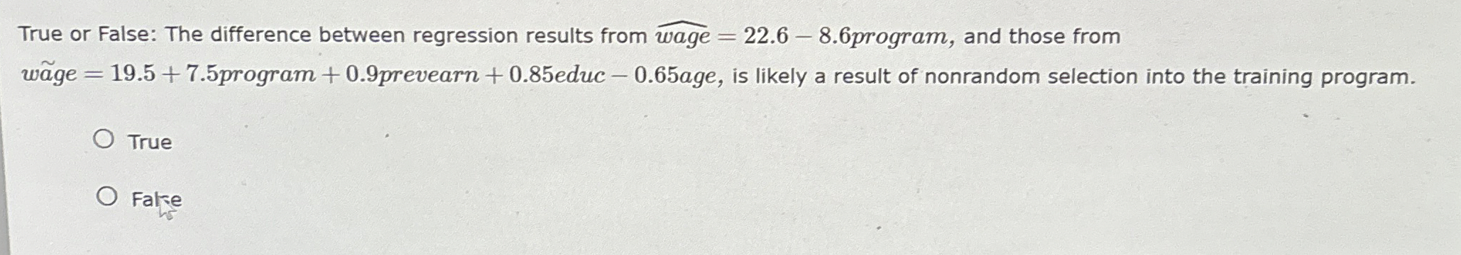 Solved True or False: The difference between regression | Chegg.com