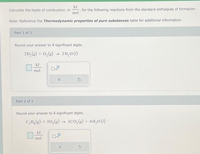 Solved Calculate The Heats Of Combustion, In Part 1 Of 2 | Chegg.com