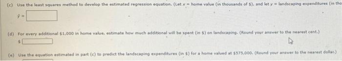 Solved (c) Use the least squares method to develop the | Chegg.com