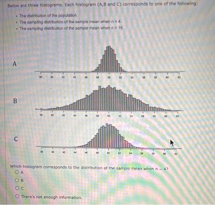 Solved Below Are Three Histograms. Each Histogram (A,B And | Chegg.com ...