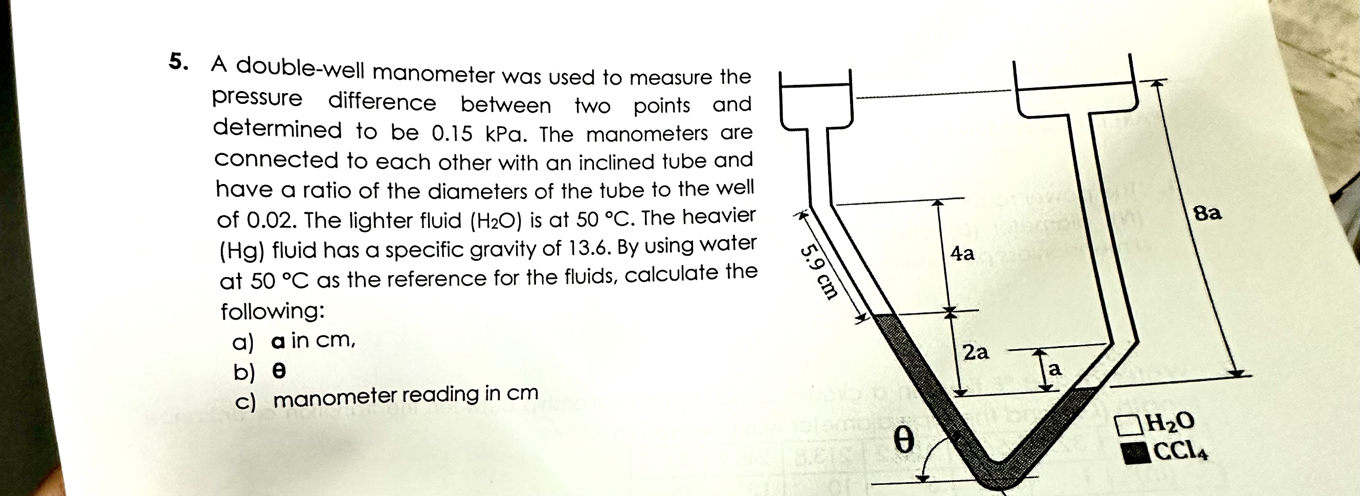 Solved A double-well manometer was used to measure the | Chegg.com
