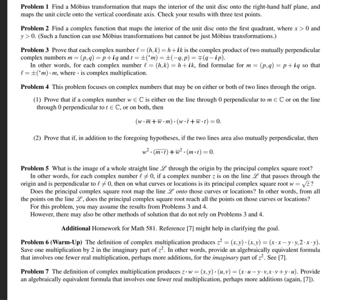 Solved Problem 1 Find A Mobius Transformation That Maps T Chegg Com