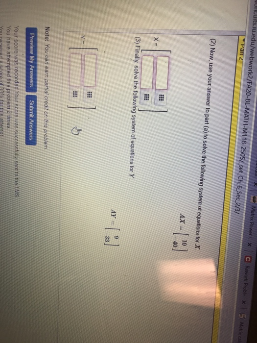 Solved Two Parts. The Second Part Of The Problem Will Appear | Chegg.com