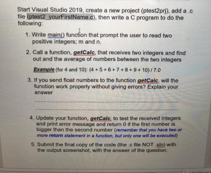 Solved Start Visual Studio 2019, create a new project | Chegg.com