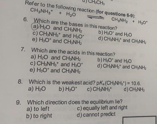 Solved Refer to the following reaction (for questions 6-9): | Chegg.com