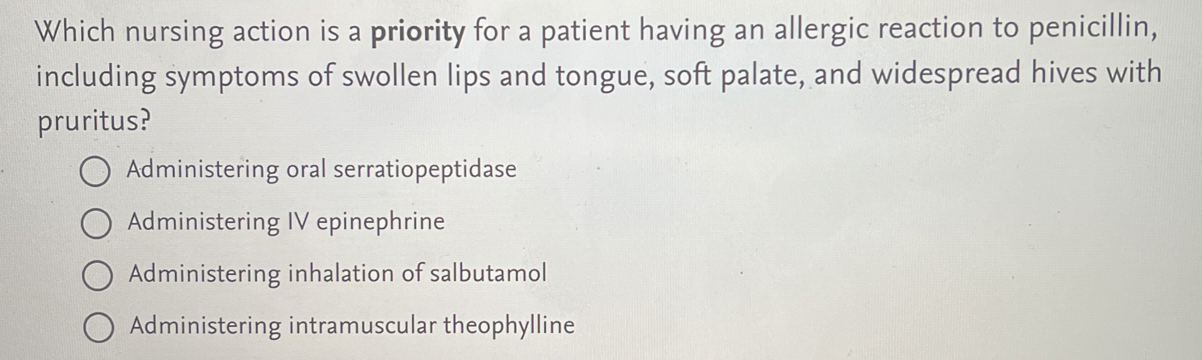 Solved Which nursing action is a priority for a patient | Chegg.com