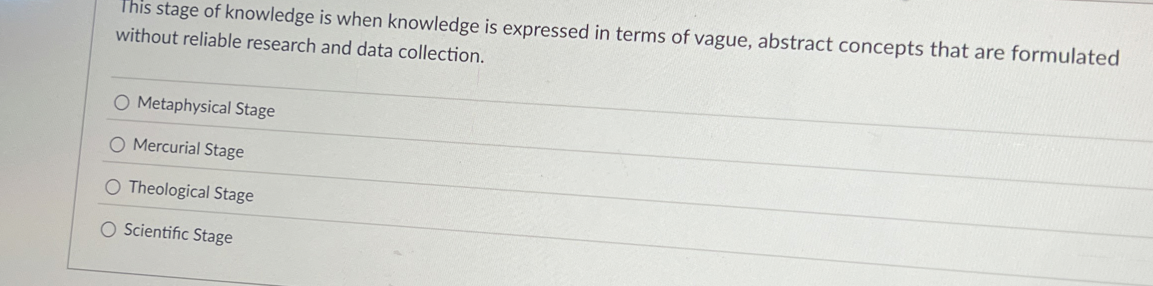 Solved This stage of knowledge is when knowledge is | Chegg.com