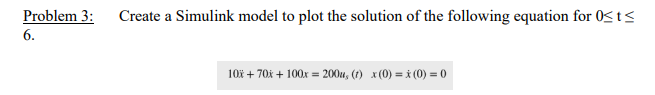Solved Problem 3: Create a Simulink model to ﻿plot the | Chegg.com