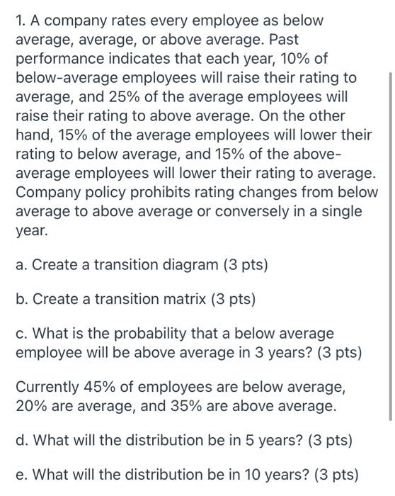 1. A company rates every employee as below average, | Chegg.com