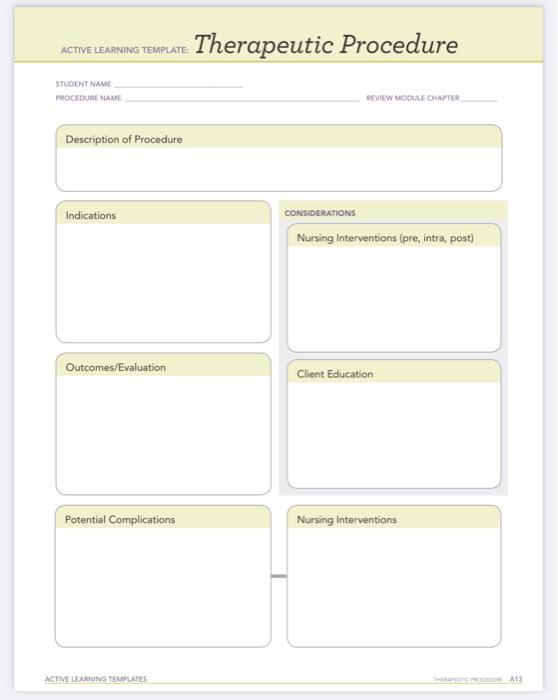 Solved activelearning template: Therapeutic Procedure | Chegg.com