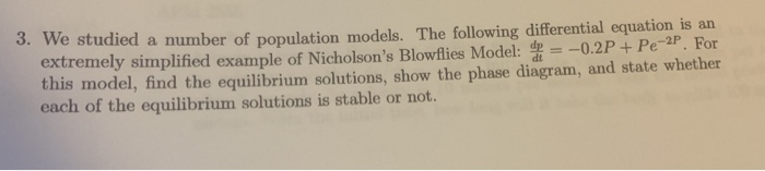 Solved 3. We studied a number of population models. The | Chegg.com