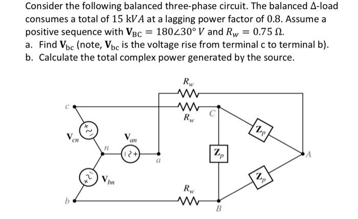 Solved Consider The Following Balanced Three-phase Circuit. | Chegg.com