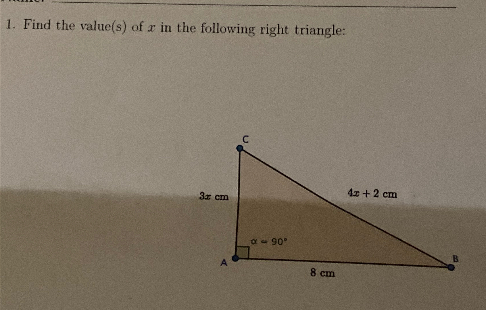 Solved Find the value(s) ﻿of x ﻿in the following right