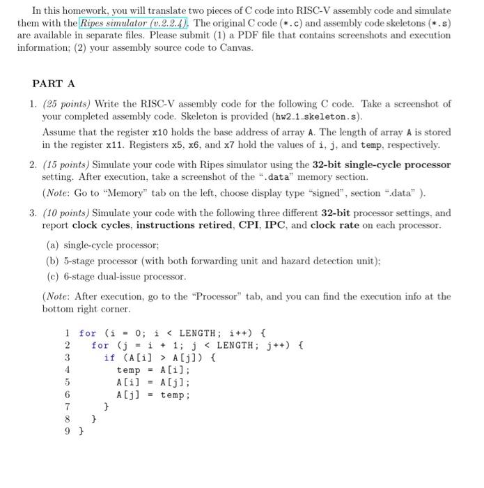 Solved In this homework, you will translate two pieces of C