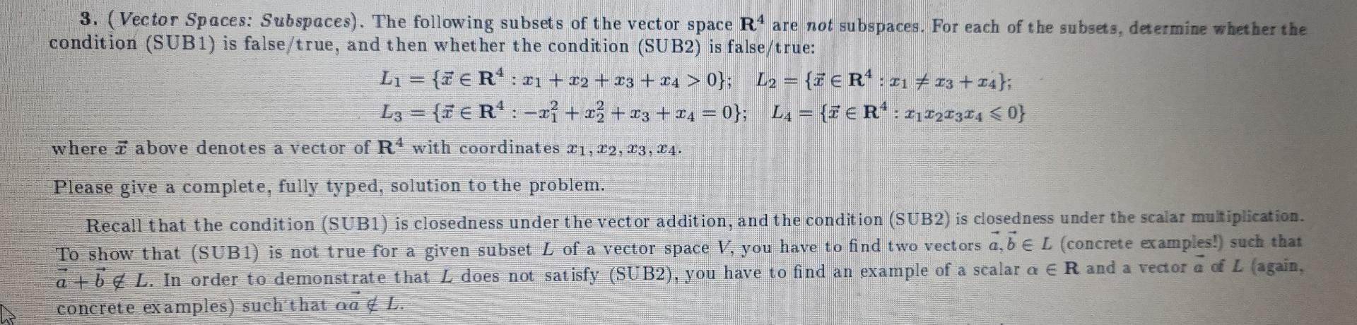 Solved 3 Vector Spaces Subspaces The Following Subsets Chegg Solved 3 Vector Spaces Subspaces The Following Subsets Chegg