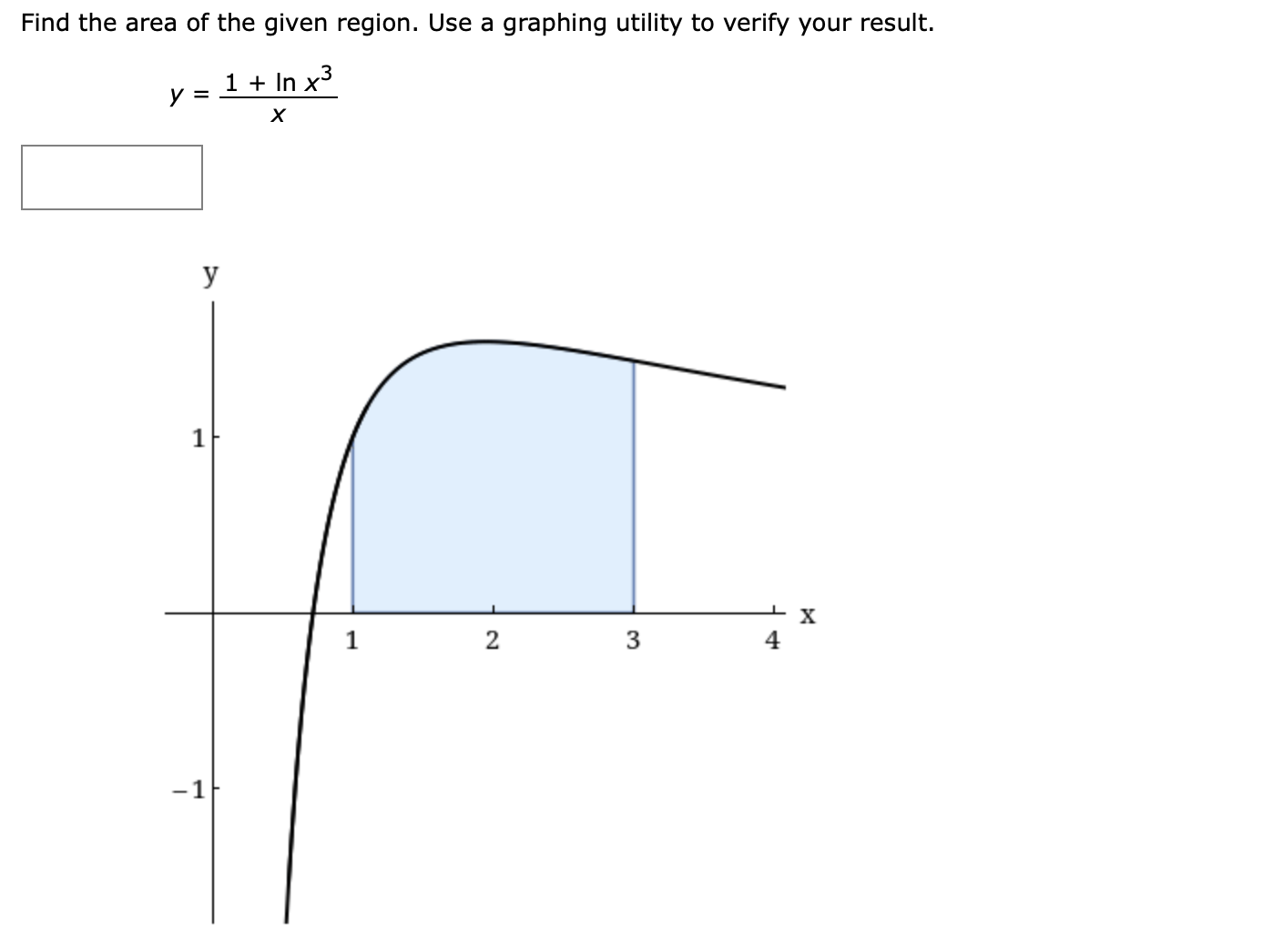 Solved Find the area of the given region. Use a graphing | Chegg.com