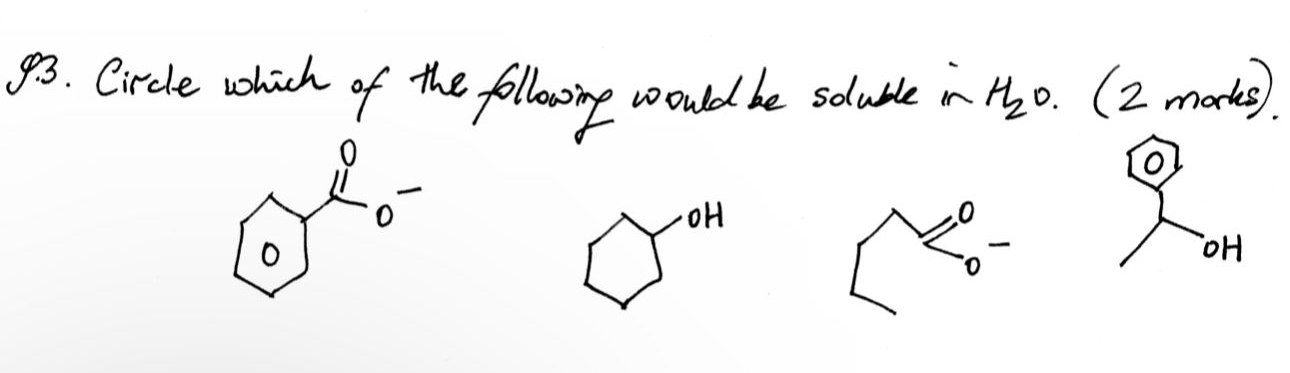 Solved Circle which of the following would be soluble in | Chegg.com