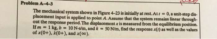 Problem A-4-3 The mechanical system shown in Figure | Chegg.com
