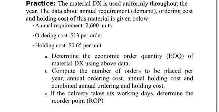 Solved Practice: The material DX is used uniformly | Chegg.com