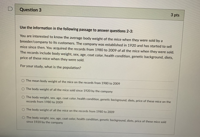 Solved Question 2 2 pts Use the information in the following | Chegg.com