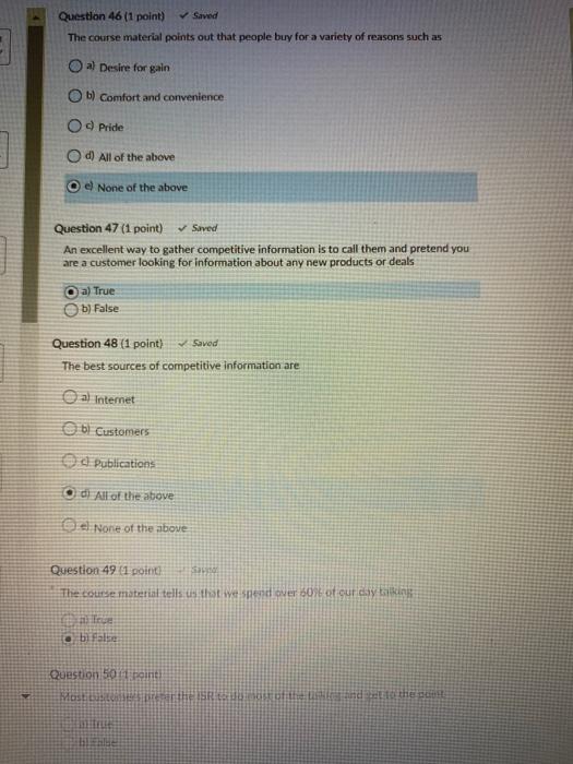 Solved Question 46 (1 point) Saved The course material | Chegg.com