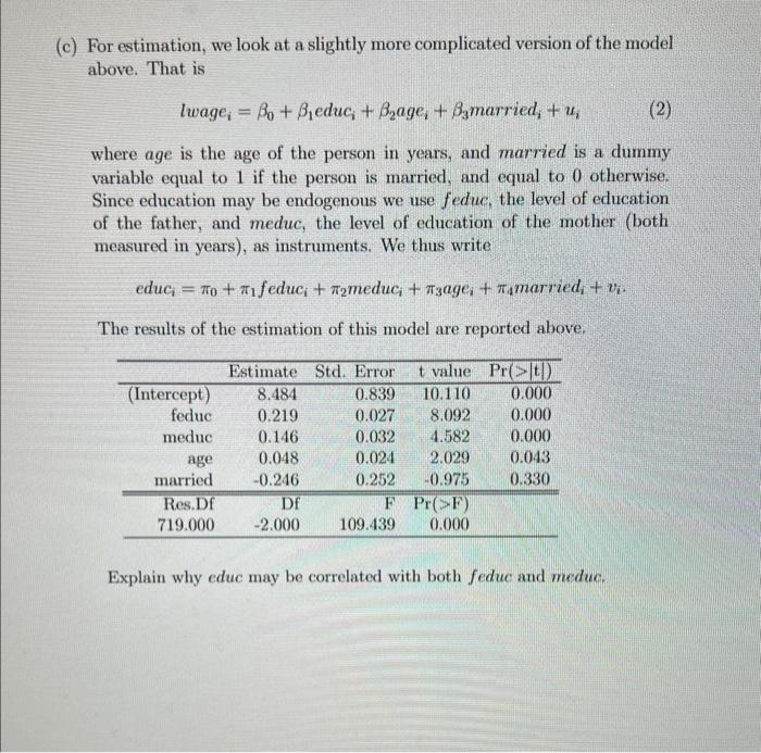 1. We would like to measure returns to education in a | Chegg.com
