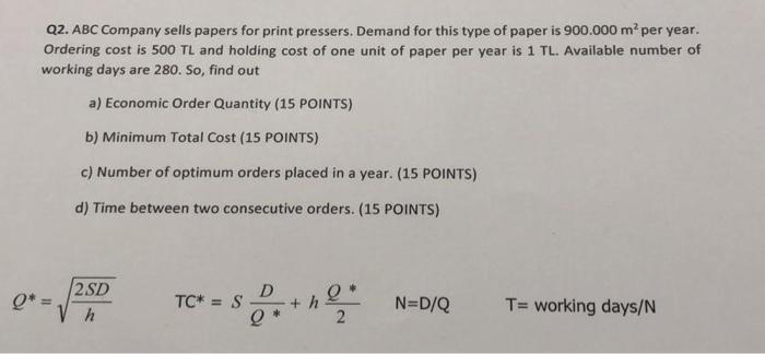 Solved Q2. ABC Company sells papers for print pressers. | Chegg.com