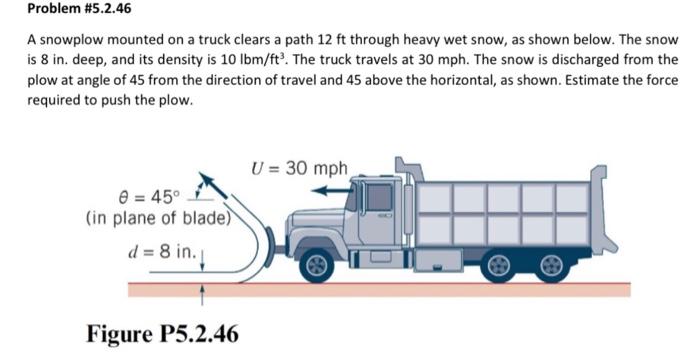 Solved Problem #5.2.46 A snowplow mounted on a truck clears | Chegg.com