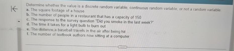 Solved Determine whether the value is a discrete random | Chegg.com