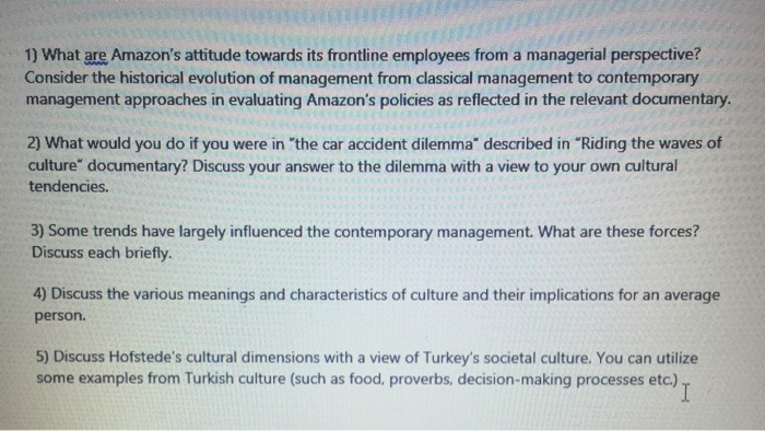 1) What are Amazons attitude towards its frontline employees from a managerial perspective? Consider the historical evolutio