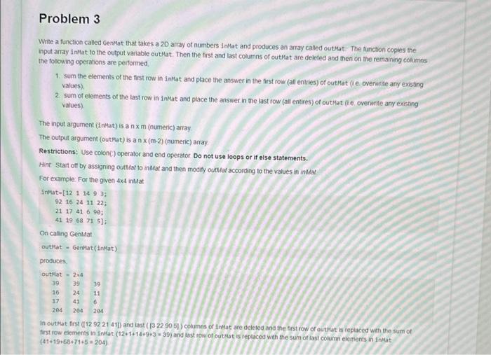 Solved Wrie a function called GenHat that takes a 2D array | Chegg.com