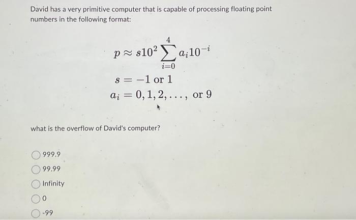 Solved David has a very primitive computer that is capable | Chegg.com