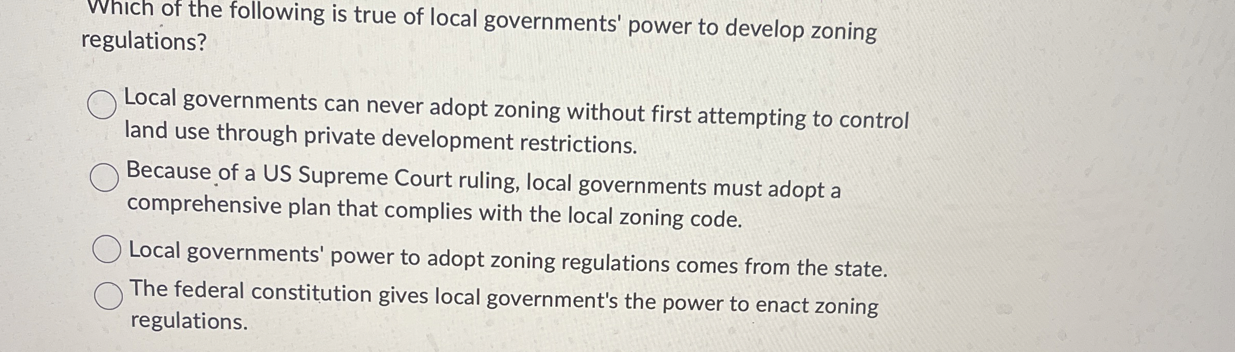Solved Which of the following is true of local governments' | Chegg.com