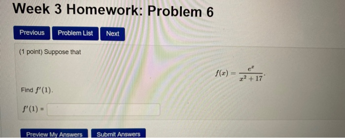 Solved Week 3 Homework: Problem 6 Previous Problem List Next | Chegg.com