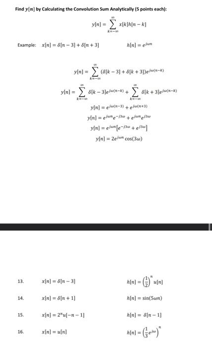 Solved Find y[n] by Calculating the Convolution Sum | Chegg.com